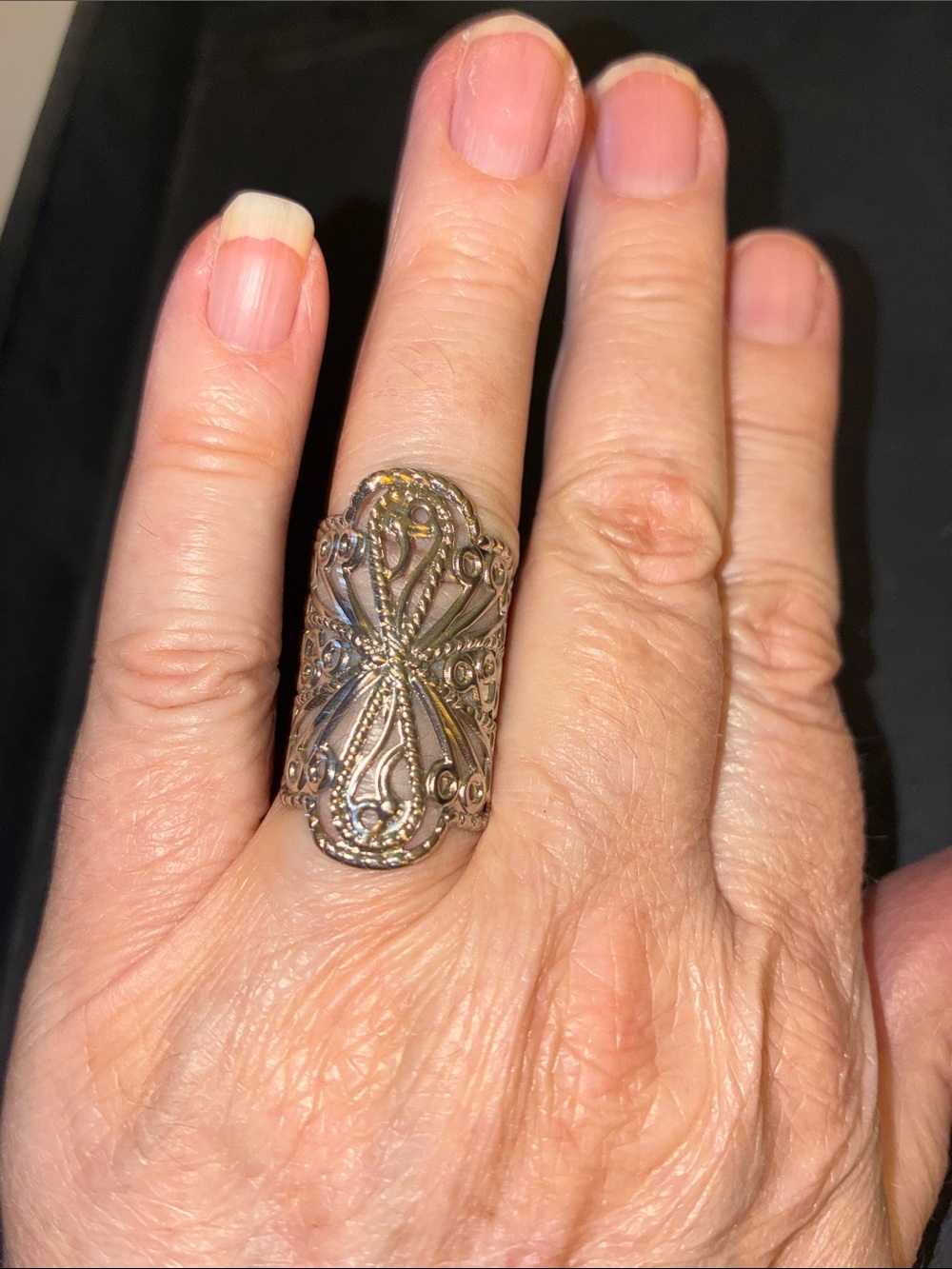 Ornate Filigree Statement Ring in Silver